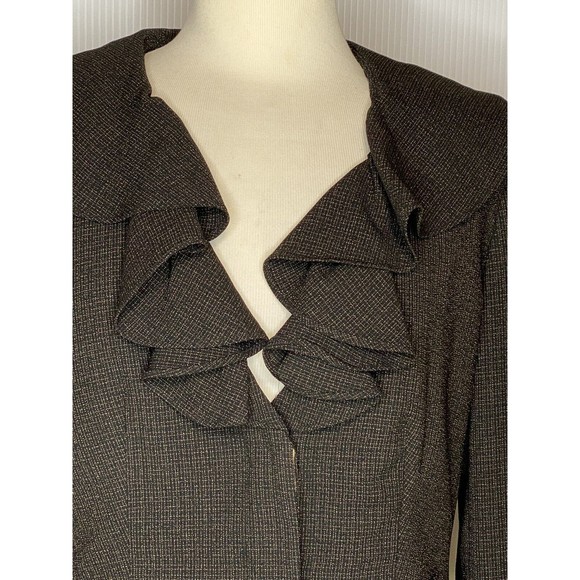 Signature by Larry Levine Womens Size 10 Black Blazer Jacket Suit Coat Ruffle - Picture 3 of 9